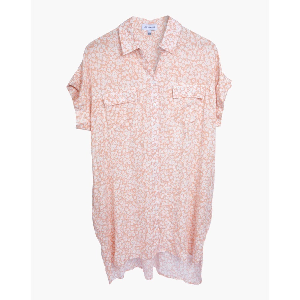 NWOT Lost & Wander Seascape XL/2X Button Up Cover Up High/Low Ditsy BLOOM Dress